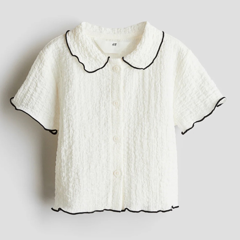 H&M Kids Cream Textured Button Down Shirt